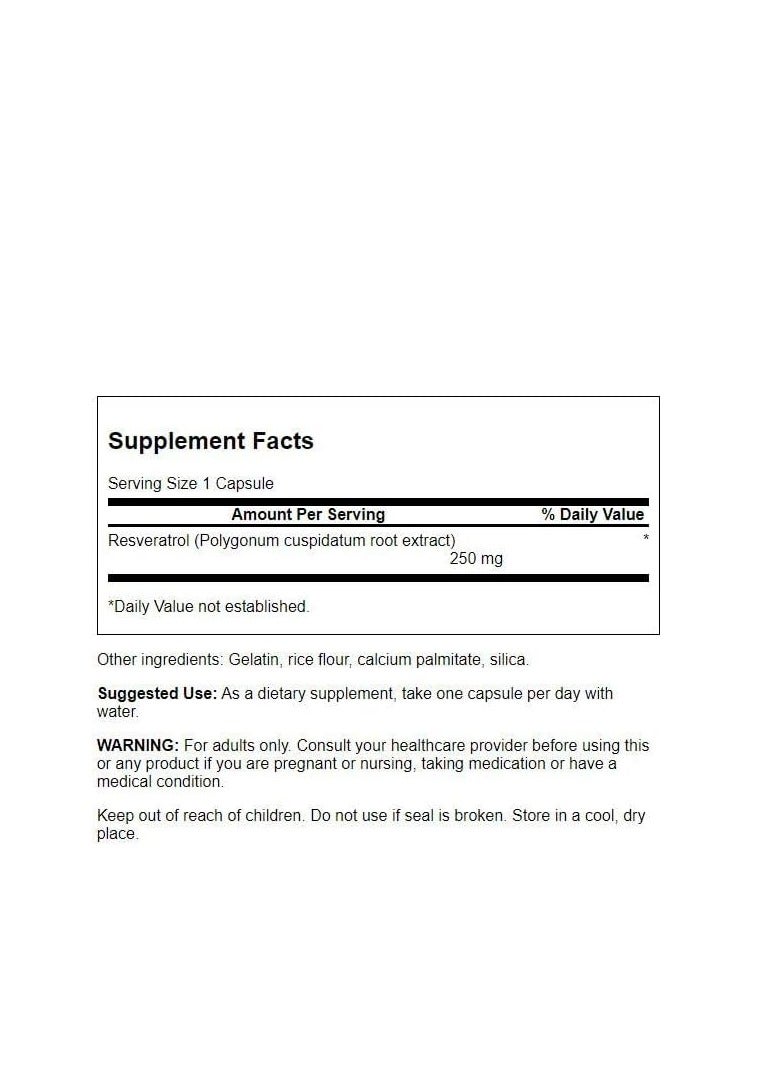 SWANSON Resveratrol Cardiovascular Health 250mg 30 Capsules - Image 2