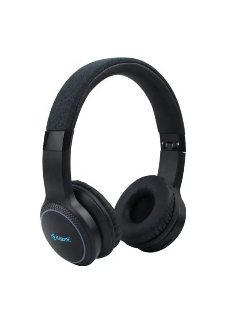 Kisonli - KISONLI A6 Bluetooth Earphones Sport Headsets Foldable Gaming Headphones With Microphone TF Card Outdoor Wireless Headphone Black - Image 1
