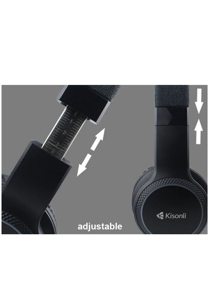 Kisonli - KISONLI A6 Bluetooth Earphones Sport Headsets Foldable Gaming Headphones With Microphone TF Card Outdoor Wireless Headphone Black - Image 1