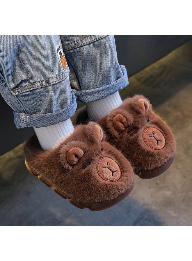 Capybara Children's Cotton Slippers Winter Boys Warm Plush Fleece Home Indoor Girls Baby Enclosed Heel Cotton Shoes - Image 3