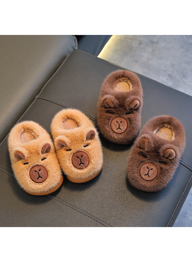 Capybara Children's Cotton Slippers Winter Boys Warm Plush Fleece Home Indoor Girls Baby Enclosed Heel Cotton Shoes - Image 4