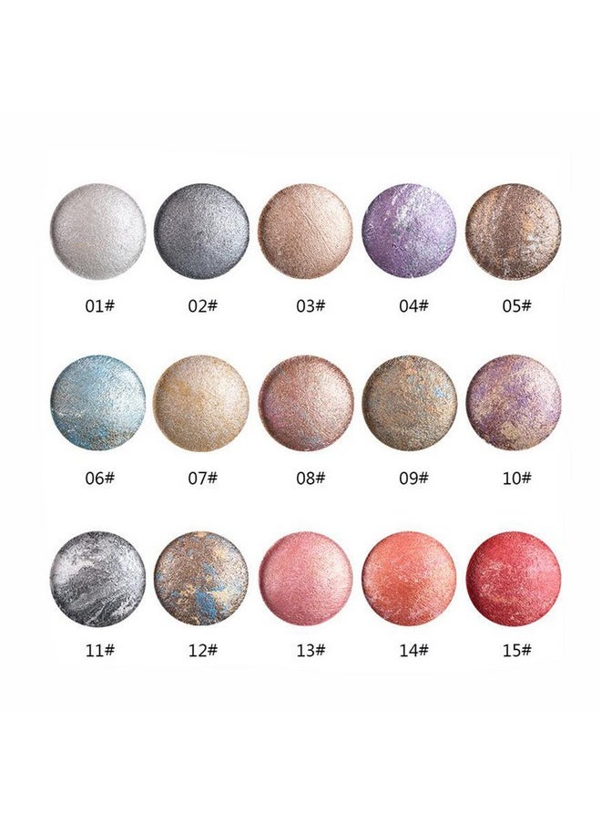 Mallofusa Single Shade Baked Eye Shadow Palette Glitter Powder In Shimmer 15 Metallic Colors Optional (Golden)  - Image 3
