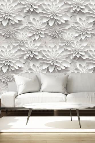 weiseni 3D Wallpaper Stick and Peel Floral Contact Paper Imitation 3D Flat Lotus Flower Wallpaper Removable Renter Friendly for Bedroom Living Room Backsplash 17.7in x 9.8ft - Image 5