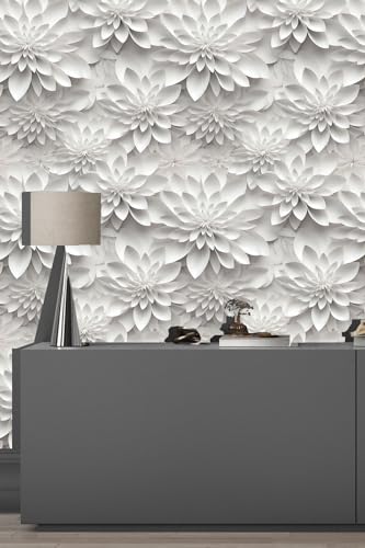 weiseni 3D Wallpaper Stick and Peel Floral Contact Paper Imitation 3D Flat Lotus Flower Wallpaper Removable Renter Friendly for Bedroom Living Room Backsplash 17.7in x 9.8ft - Image 4
