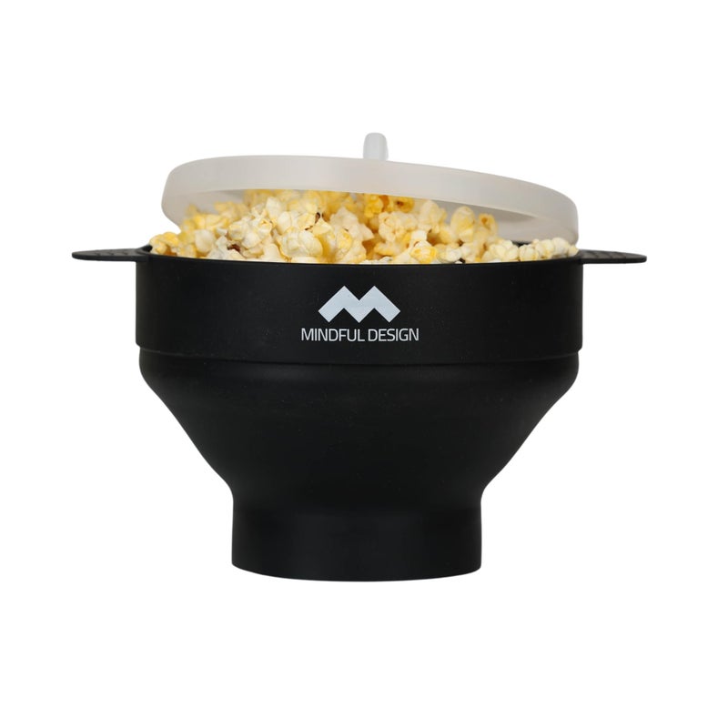 Mindful Design The Original Mindful Design Collapsible Microwave Popcorn Popper - Silicone Bowl, BPA-Free & Dishwasher Safe (Black) - Image 1