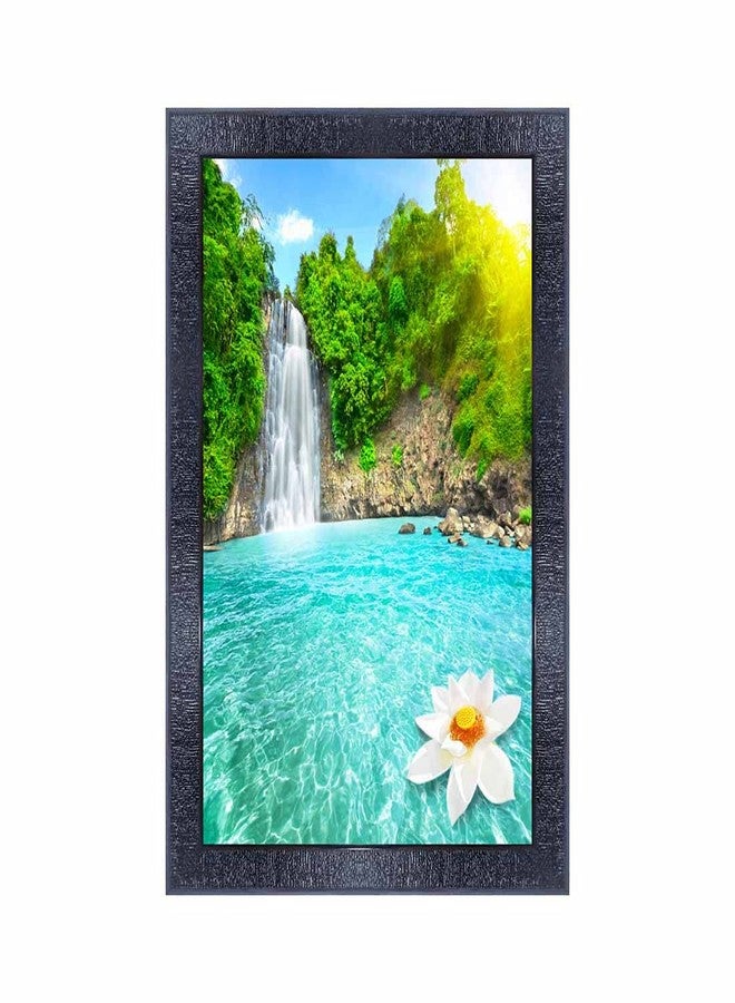 pnf Poster And Frames Vastu Waterfall Landscape Scenery Wooden Photo Frame With Acrylic Sheet | Living Room, Bedroom | Home Decoration | Best Gifting Option (10x14inch Multicolour,Synthetic) 25344 - Image 1
