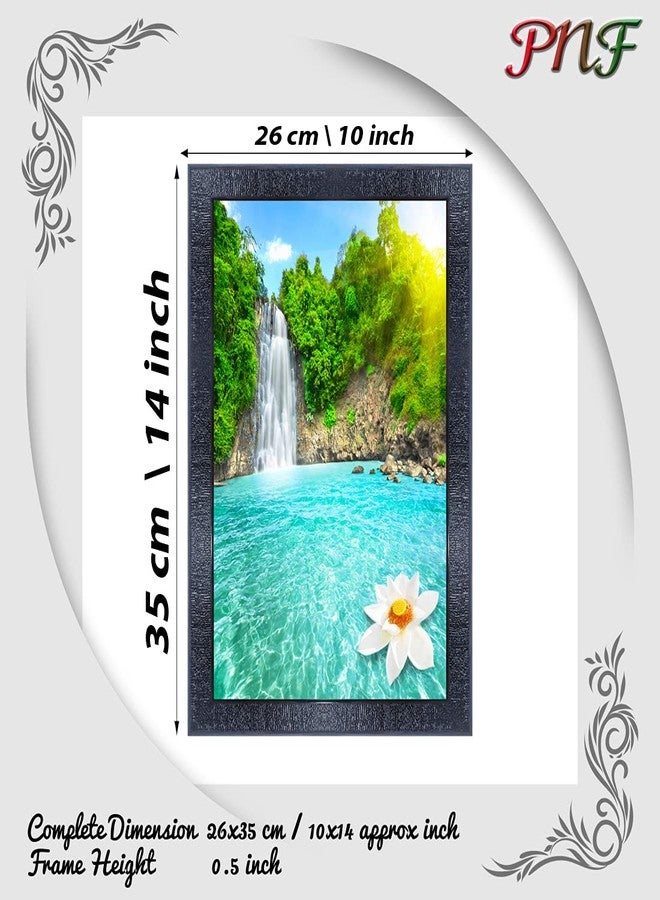 pnf Poster And Frames Vastu Waterfall Landscape Scenery Wooden Photo Frame With Acrylic Sheet | Living Room, Bedroom | Home Decoration | Best Gifting Option (10x14inch Multicolour,Synthetic) 25344 - Image 2