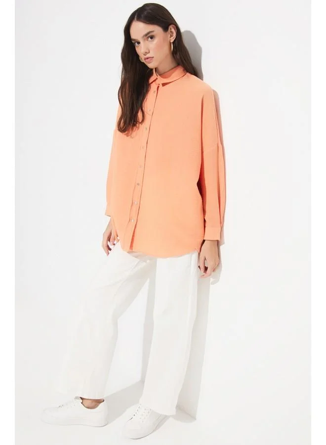 JUNE June Women Exclusive Boyfriend/Wide Fit Shirt Light Orange