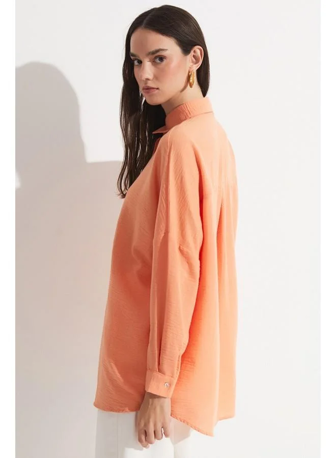 JUNE June Women Exclusive Boyfriend/Wide Fit Shirt Light Orange