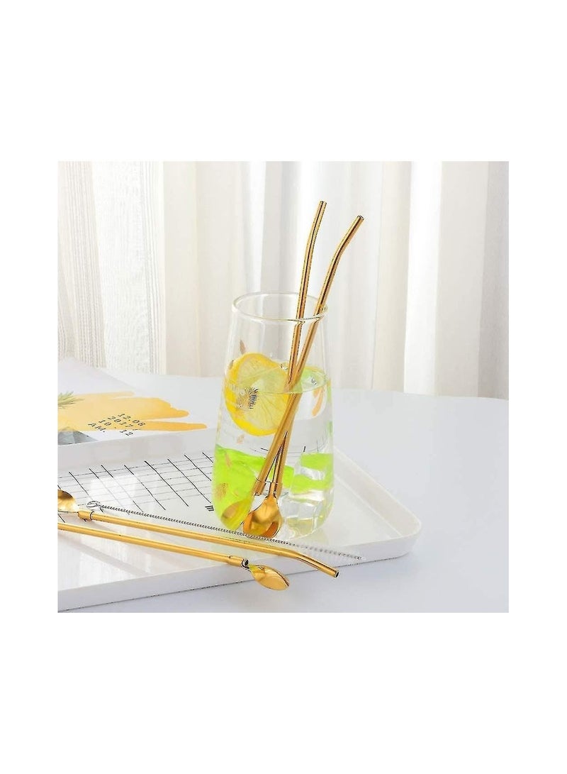 مجموعة من 6 ملاعق شاليموه كوكتيل 2 فى 1 مقاومة للصدأ مع فرشاة تنظيف - Image 3