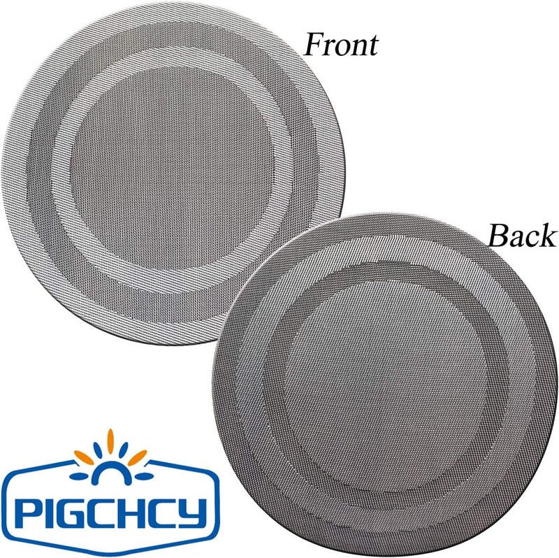 pigchcy Round Placemat Set of 8 Heat Resistant Vinyl Cross-Weave Placemats for Round Dinner Table Washable Kitchen Table Mats (8pcs, Deep Silver) - Image 3