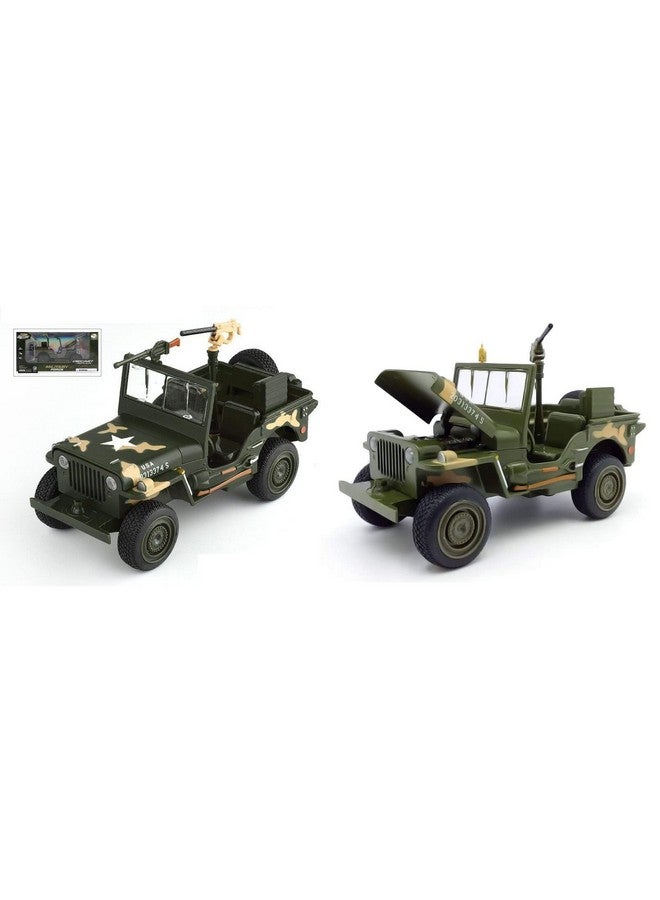 Magicwand Magicwand 1:32 Scale Die-Cast Metal 1942 Willys Jeeep with Openable Bonnet,Music,Lights & Pull Back Action【3 Yrs & Up】【Pack of 1】【Multi-Colored】  - Image 1