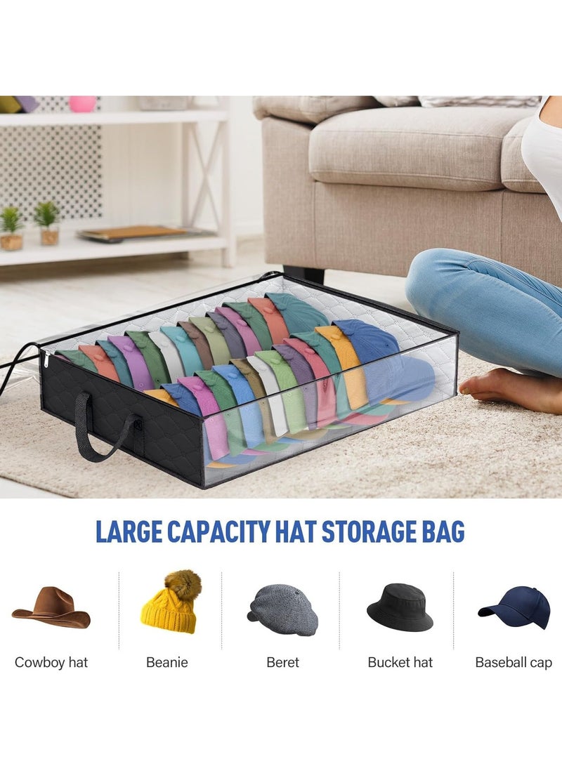 Relex Caps Clothing Organizer, Wide Hat Storage for Various Caps or Underwear with 2 Sturdy Handles Storage Box Holds Up to 40 Hats Foldable or 60 Underwear for Home Travel (Black, 20x16x6.7inches)  - Image 2