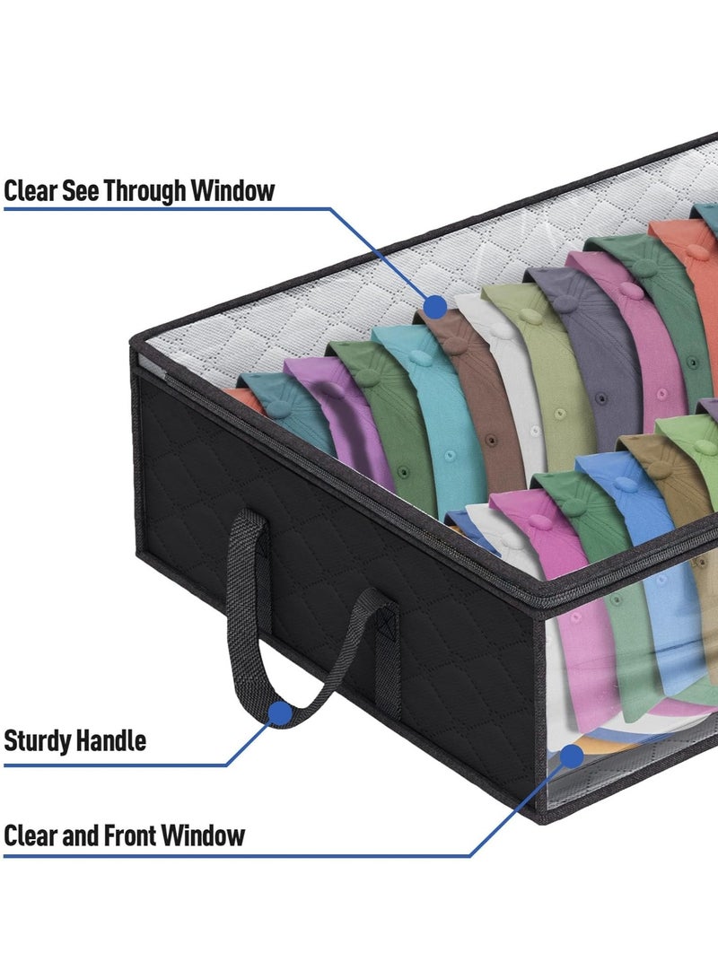 Relex Caps Clothing Organizer, Wide Hat Storage for Various Caps or Underwear with 2 Sturdy Handles Storage Box Holds Up to 40 Hats Foldable or 60 Underwear for Home Travel (Black, 20x16x6.7inches)  - Image 3