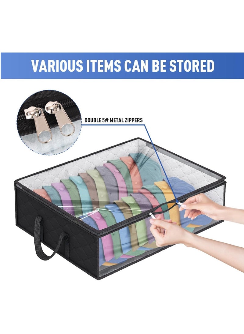 Relex Caps Clothing Organizer, Wide Hat Storage for Various Caps or Underwear with 2 Sturdy Handles Storage Box Holds Up to 40 Hats Foldable or 60 Underwear for Home Travel (Black, 20x16x6.7inches)  - Image 5