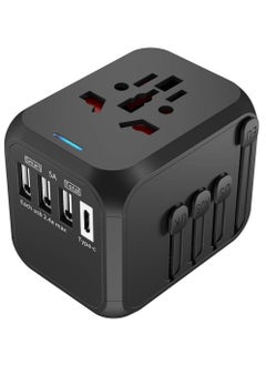 International Power Adapter – All-in-One Wall Outlet Adapter Charger with High-Speed 2.4A 3 USB Ports & 3.0A Type-C, Worldwide Travel Plug Adapter for Universal Use – Compatible with 150+ Countries