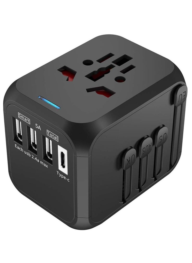 TIGER - International Power Adapter – All-in-One Wall Outlet Adapter Charger with High-Speed 2.4A 3 USB Ports & 3.0A Type-C, Worldwide Travel Plug Adapter for Universal Use – Compatible with 150+ Countries - Image 1