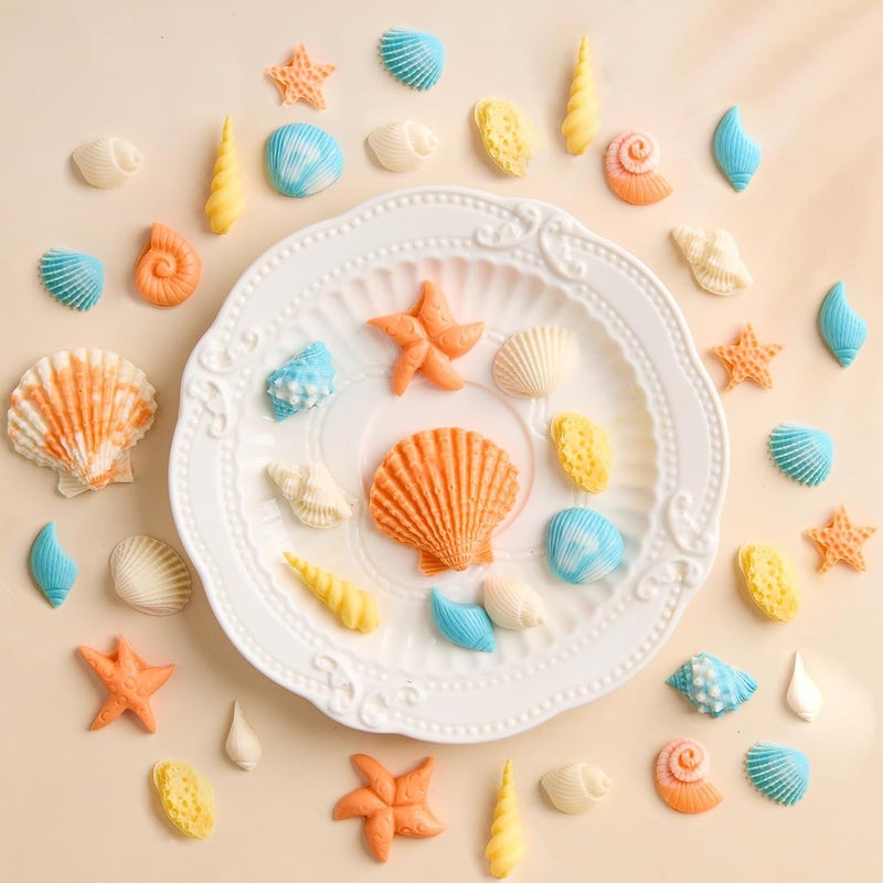 Puyeipt 3 Pcs Marine Silicone Fondant Molds, Seashell Conch Starfish Chocolate Candy Molds for Cupcake Topper, Cake Pop Decoration and Clay Craft Making - Image 5