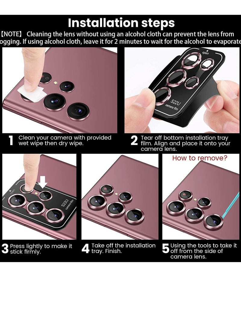 Phone Planet Tensea for Samsung Galaxy S22 Ultra Camera Lens Protector, 9H Tempered Glass Camera Cover Screen Protector Metal Individual Ring for S22 Ultra 5G - Image 4