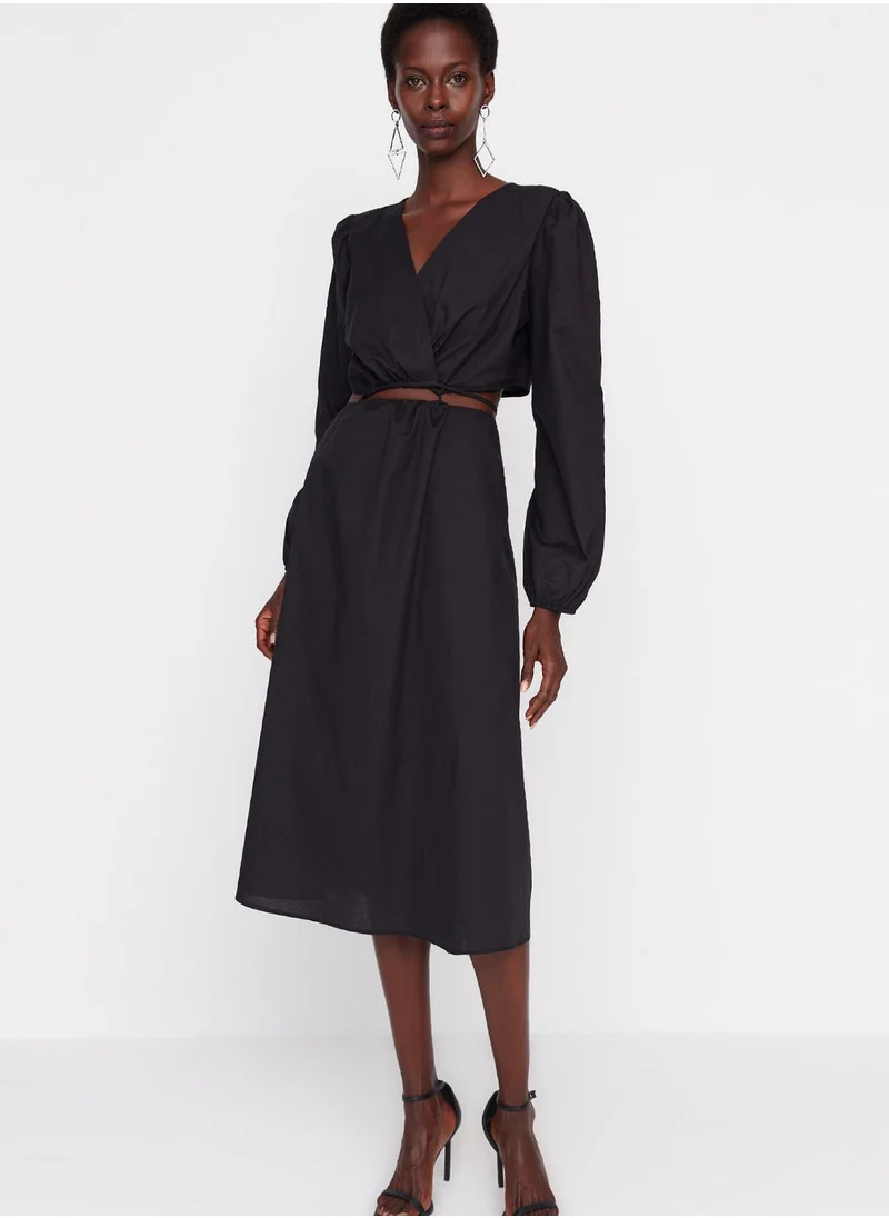 trendyol Surplice Neck Puff Sleeve Dress