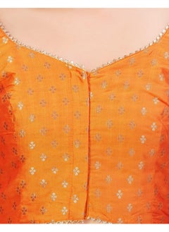 Studio Shringaar Studio Shringaar Women's Polyester Elbow Length Sleeves Banarasi Saree Blouse (Orange, 46)  - Image 3
