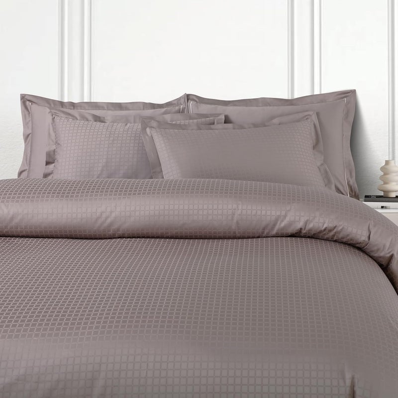 Malako Malako Como Jacquard Taupe Brown 100 Cotton Super King Size Duvet CoverQuilt Cover - Image 2