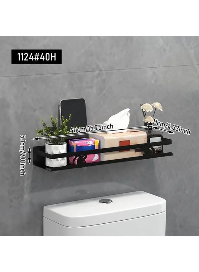 Black 15 75 Inch No Drill Bathroom Wall Organizer Heavy Duty Adhesive Shelf - Image 3