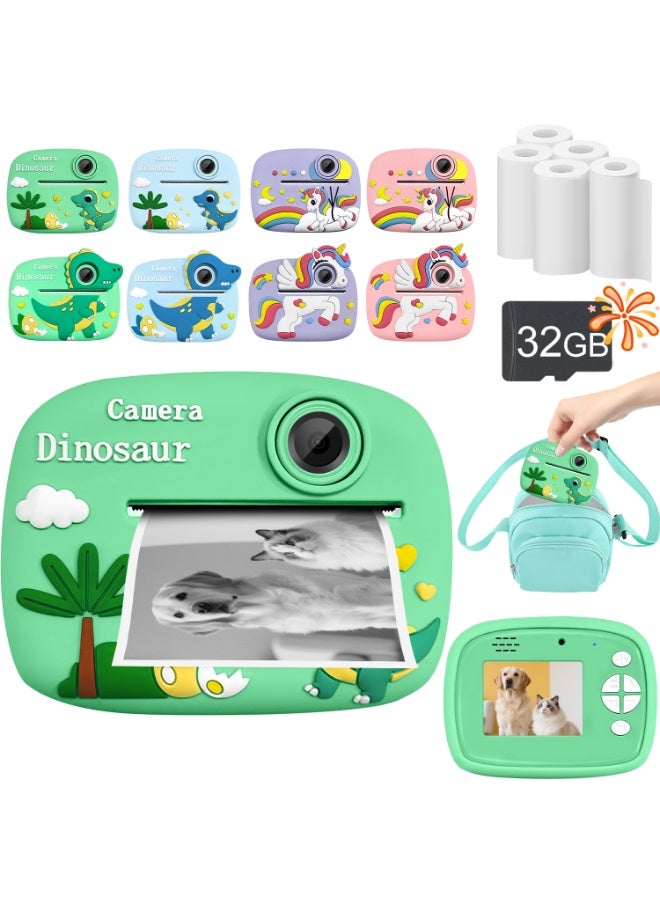 Kids Camera Instant Print,Kids Digital Camera 1080P HD Dual-Lens Selfie,Instant Print Camera with 5 Rolls Paper & 32GB Card,Toddler Camera Christmas Birthday Gifts for Boys Age 3-12 - Image 1
