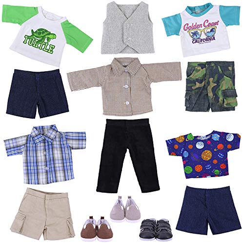 Ecore Fun 5 Sets Boy Doll Clothes and 3 Pairs of Shoes Fit for 18 Inch Boy Dolls Clothes Outfit Birthday Reward Gift for Kids - Image 5