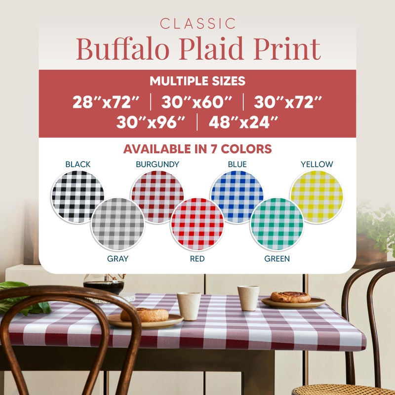 Sorfey Tablecloth of Polyester -Fitted with Elastic, Water Proof, Washable, Fits for Table 36 x 60 Inch, Checked Grey Design, for Indoor/Outdoor Kitchen and Picnic and More... - Image 3