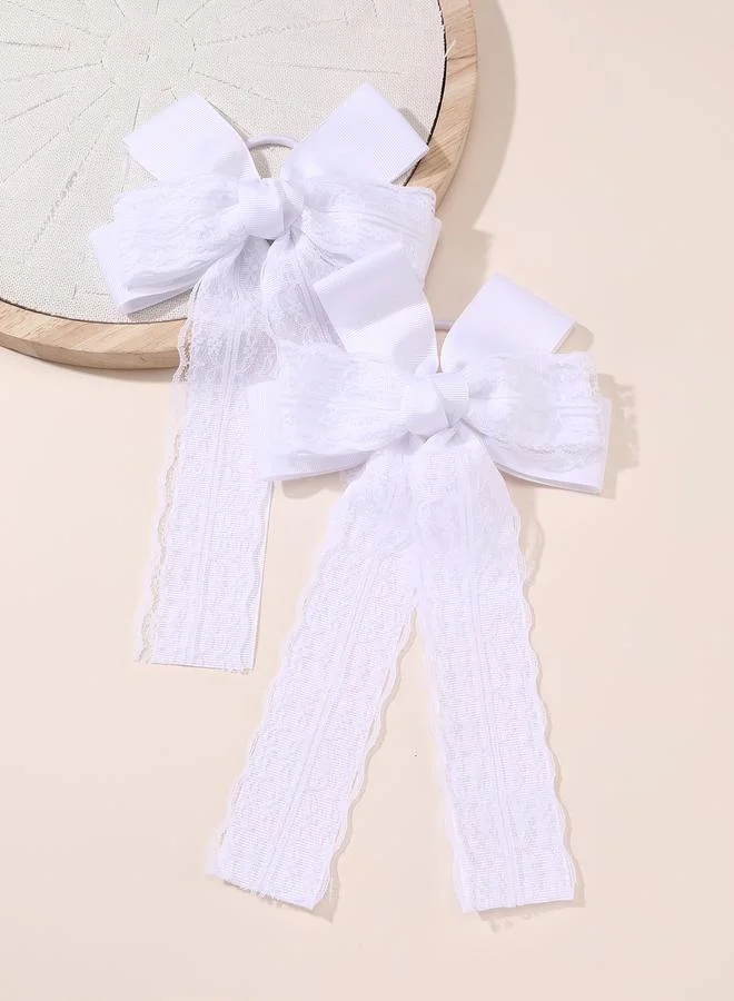 تايك تو Set of 2 - Solid Lace Bowknot Hair Ties