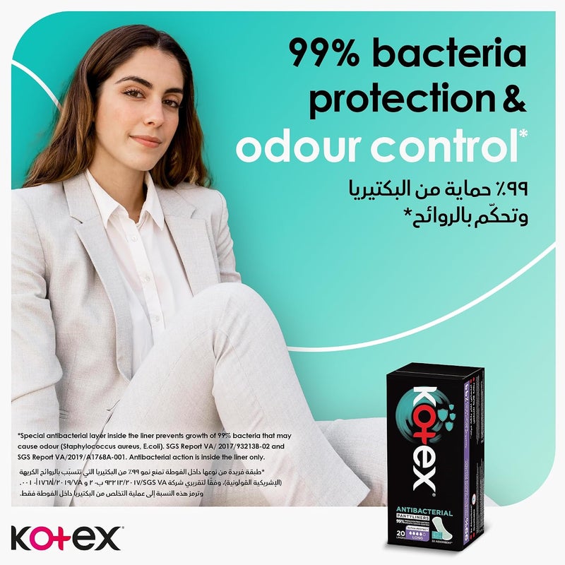 Kotex Antibacterial Long Panty Liners - 64 Count - Image 4