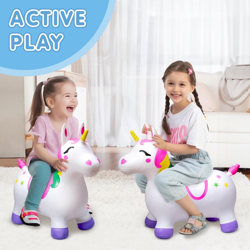 JOYIN Bouncy Unicorn Horse, Kids Ride On Bouncer, Toddler Girl Bouncing Animal Hopper, Inflatable Hopping Toy for Birthday Gift, 18 Months 2 3 4 5 Year Old Kids Toddlers Boys Girls - Image 3