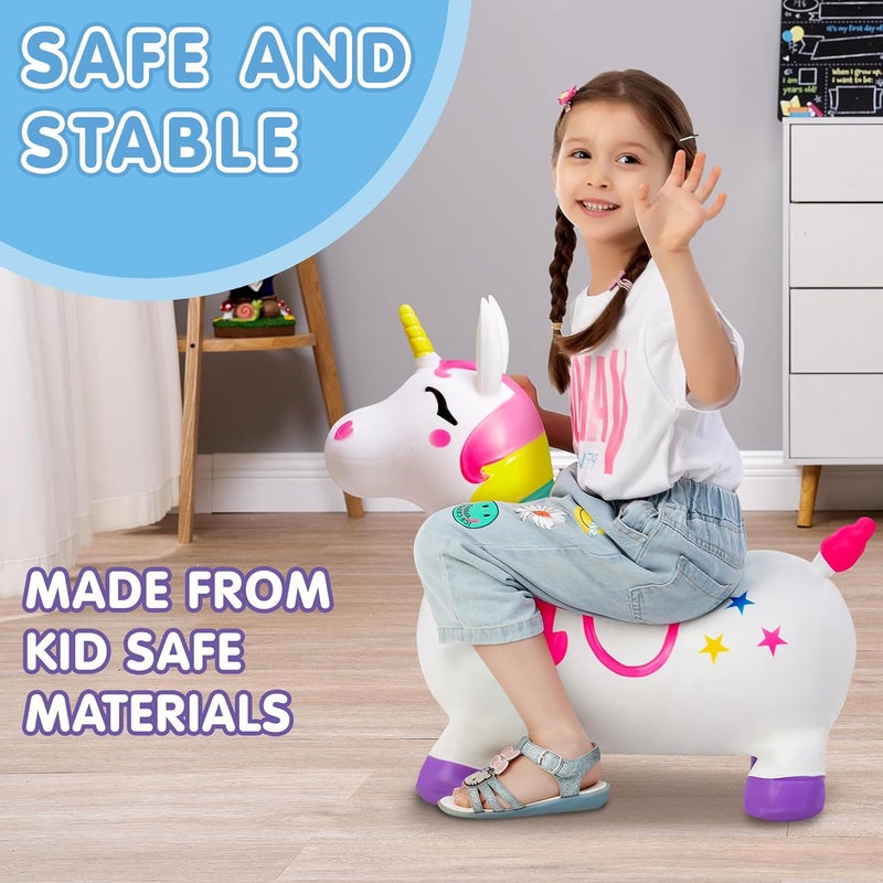 JOYIN Bouncy Unicorn Horse, Kids Ride On Bouncer, Toddler Girl Bouncing Animal Hopper, Inflatable Hopping Toy for Birthday Gift, 18 Months 2 3 4 5 Year Old Kids Toddlers Boys Girls - Image 2
