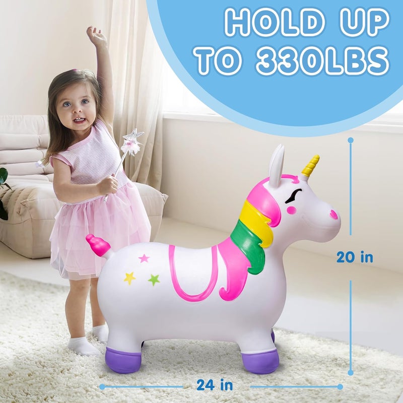 JOYIN Bouncy Unicorn Horse, Kids Ride On Bouncer, Toddler Girl Bouncing Animal Hopper, Inflatable Hopping Toy for Birthday Gift, 18 Months 2 3 4 5 Year Old Kids Toddlers Boys Girls - Image 5