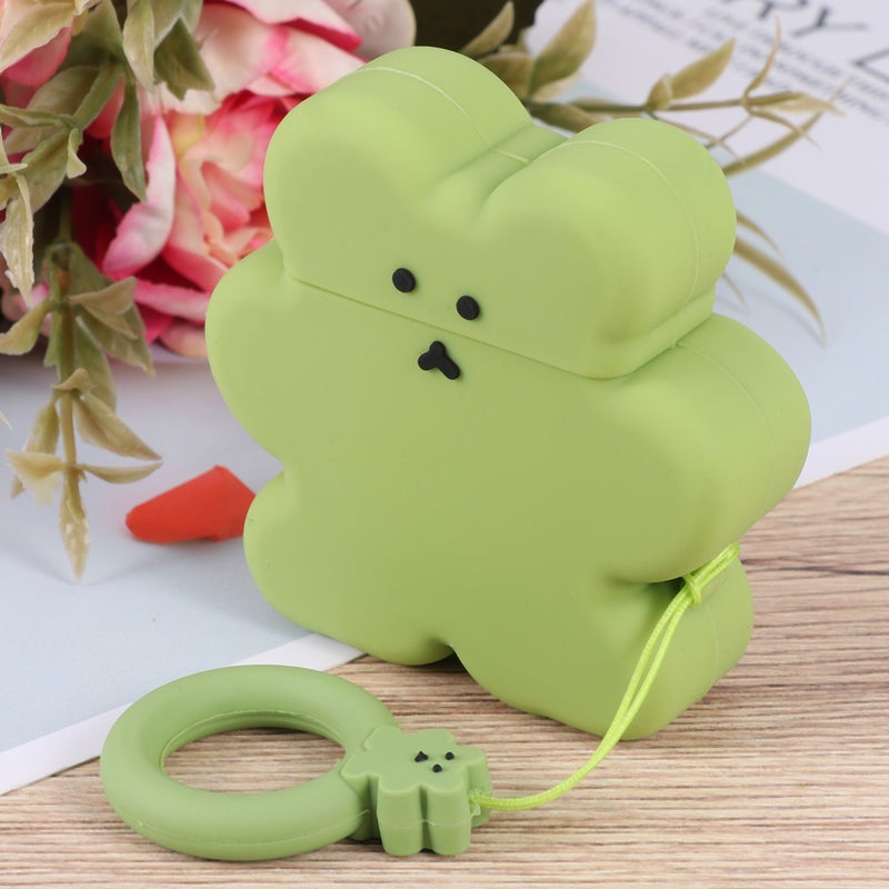 2pcs Bear Rope Earphone Case Earphone Storage Box Portable Silicone Headset Case Protector (Green) - Image 5