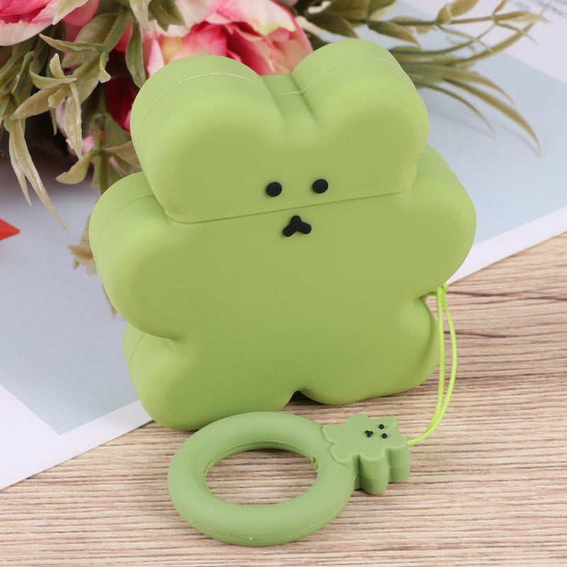 2pcs Bear Rope Earphone Case Earphone Storage Box Portable Silicone Headset Case Protector (Green) - Image 3