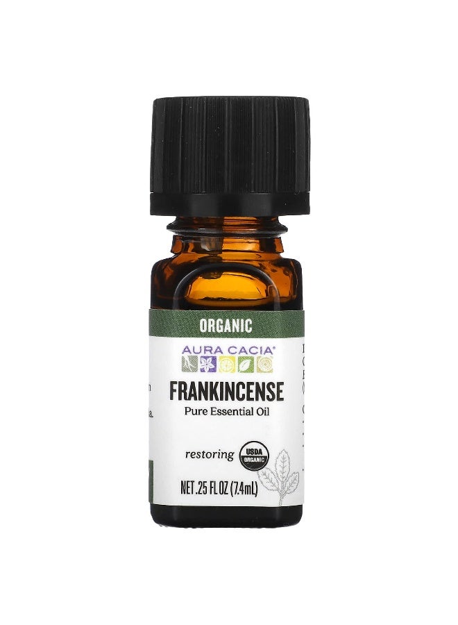 Aura Cacia, Pure Essential Oil, Organic Frankincense, 0.25 fl oz (7.4 ml) - Image 1