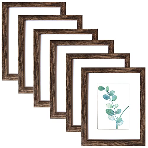 SESEAT 8x10 Picture Frames Rustic Brown Wall Mounting or Tabletop Display, 6PCS - Image 1