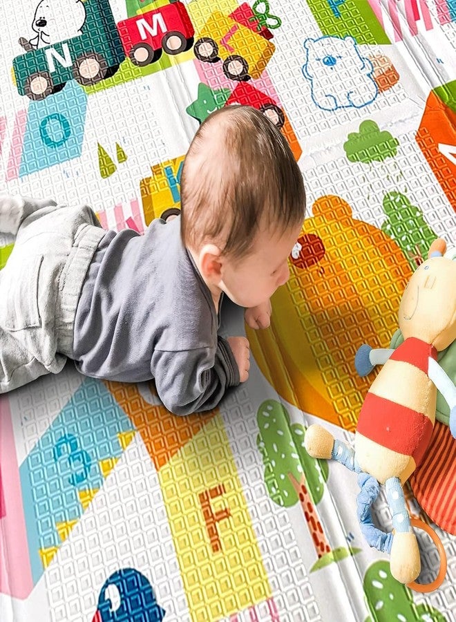 TARKAN Extra Large Reversible Baby Play Mat, BPA Free Learning & Crawling Foldable Foam Mat (6.5x5 ft, 0.6cm Thickness) Alphanumeric-Giraffe - Image 4