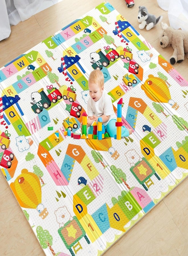 TARKAN Extra Large Reversible Baby Play Mat, BPA Free Learning & Crawling Foldable Foam Mat (6.5x5 ft, 0.6cm Thickness) Alphanumeric-Giraffe - Image 1