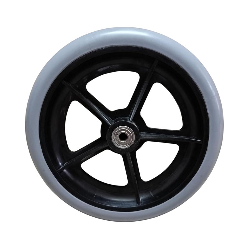 eOneAid Premium Imported 8 Inch Front Caster Wheel Replacement for Wheelchair – Solid PU Tire, Durable Bearing, Smooth Rolling, Universal Front Wheel for Manual & Transport Wheelchair Grey (Pack of 1) - Image 3