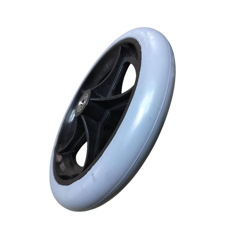 eOneAid Premium Imported 8 Inch Front Caster Wheel Replacement for Wheelchair – Solid PU Tire, Durable Bearing, Smooth Rolling, Universal Front Wheel for Manual & Transport Wheelchair Grey (Pack of 1) - Image 1