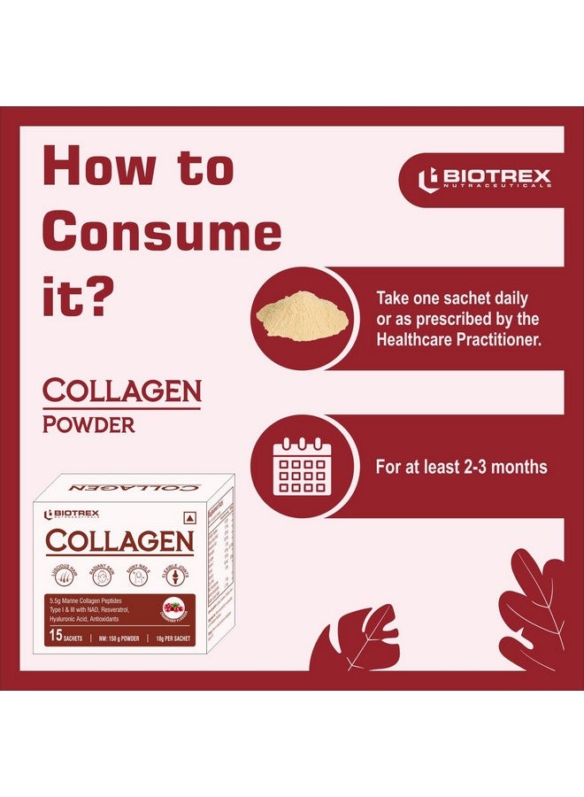 Biotrex Nutraceuticals Biotrex Nutraceuticals Collagen Powder Supplement - 15 Sachets For Men & Women, Marine Collagen Powder Supports Healthy Skin, Luscious Hair, Flexible Joints, Shiny Nails, Cranberry Flavour - Image 3