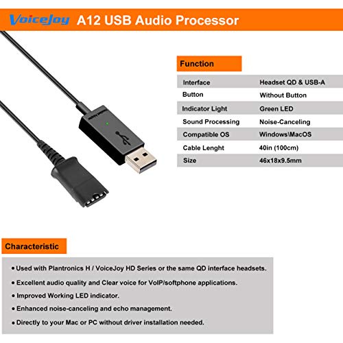 VoiceJoy Office Headset Quick Disconnect QD Cable to USB Plug Adapter for Plantronics QD Connector to Any Computer Laptop - Image 2