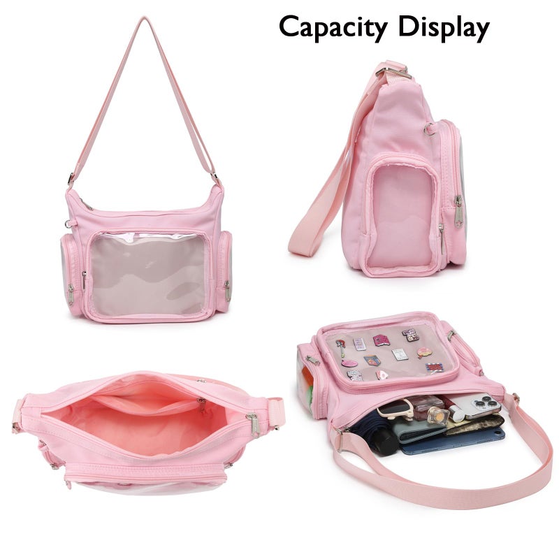 CHERRY SAUCE Canvas Ita Bag Crossbody Shoulder Bag Kawaii Purses and Handbags with Anime Pins Display - Image 4