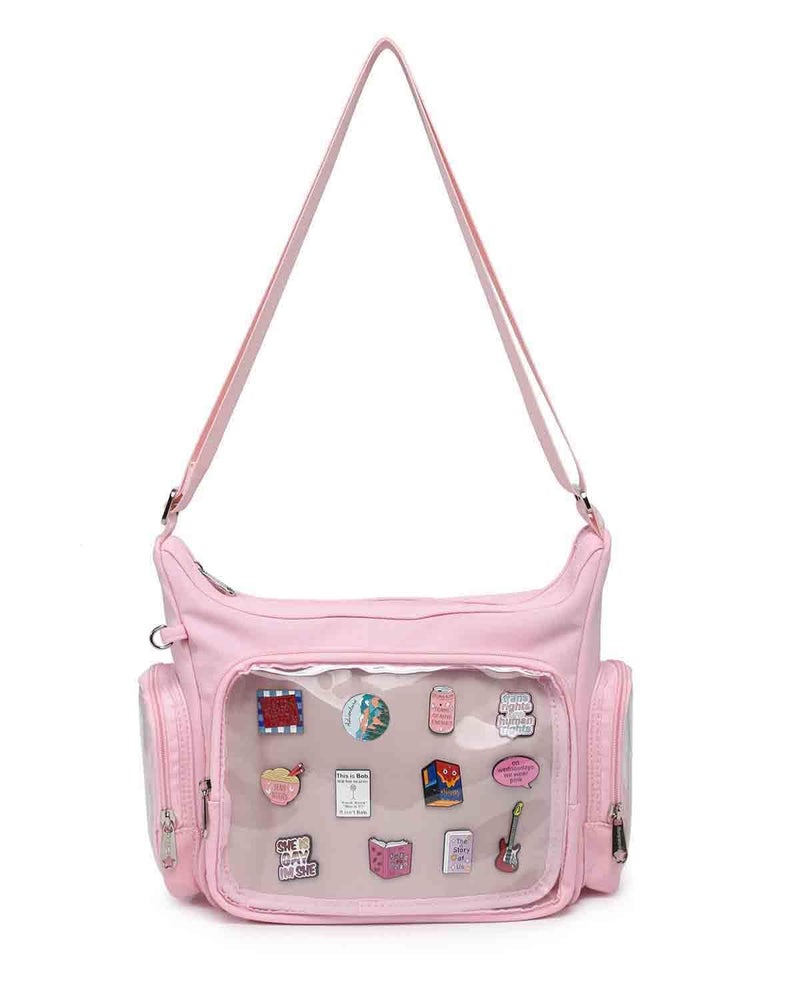 CHERRY SAUCE Canvas Ita Bag Crossbody Shoulder Bag Kawaii Purses and Handbags with Anime Pins Display - Image 1