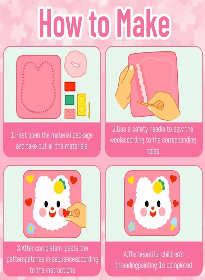 مجموعة تطريز من 6 قطع للمبتدئين، مجموعة إبر إبداعية للأطفال، مجموعات حرف يدوية بخيوط ملونة، نشاط تعليمي للأطفال، هدية فنية وحرفية ممتعة - Image 3