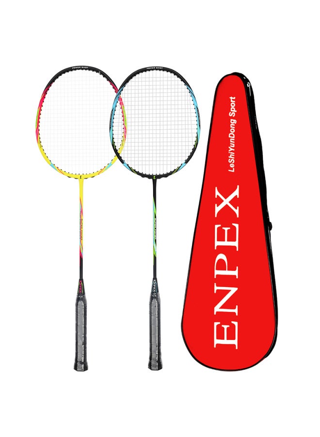 Enpex Carbon Badminton Racket Set Of 2 For Training, 168/169cm, With 3 Shuttles - Image 2