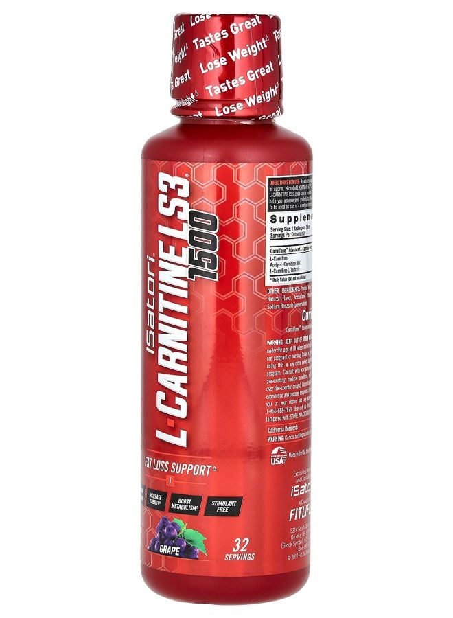 iSatori L-Carnitine LS3 1500 Grape 1500 mg 16 fl oz (480 ml) - Image 2